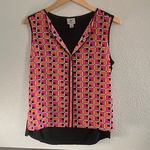 Sleeveless Checkered Blouse